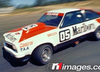 Peter Brock racing his Holden Dealer Team Torana A9X at Symmons Plains in 1978